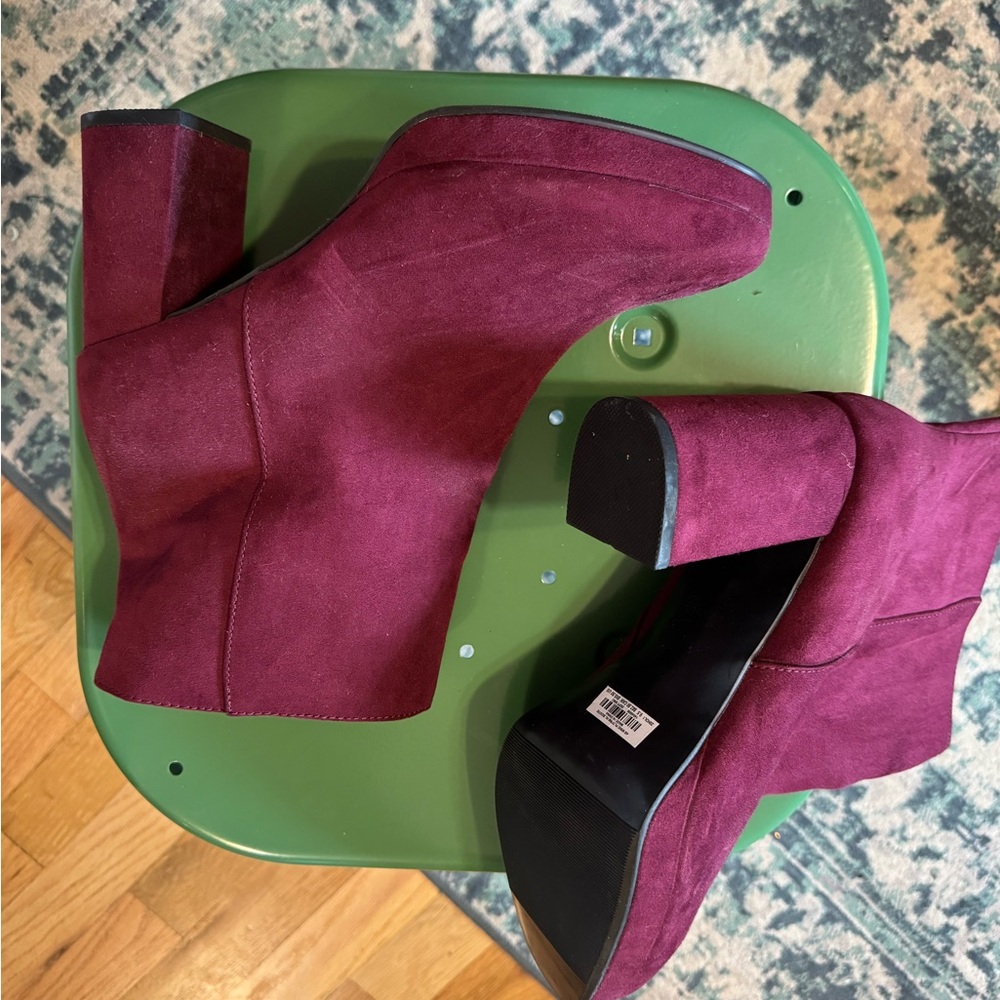 Burgundy Platform Ankle Boots